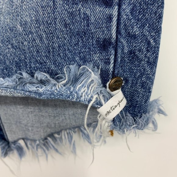 One Teaspoon Denim Skirt Blue Button Fly Pencil Fray High Waist - Picture 6 of 13